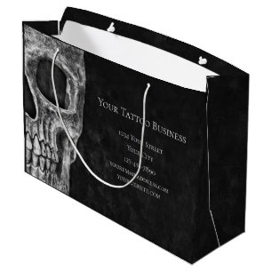 Skull Head Gothic Black and White Tattoo Shop Große Geschenktüte