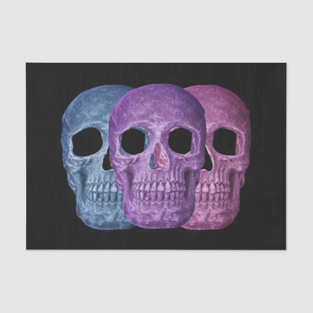 Skull Head Gothic Dark Blue Pink Lila Black Cool Seidenpapier (Vorderseite)