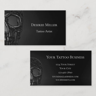 Skull Head Gothic Gray Cool Metallic Visitenkarte