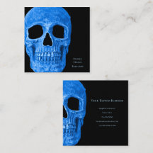 Skull Head Gothic Neon Blue Black Tattoo Shop
