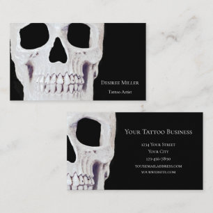 Skull Head Gothic Neon White Black Tattoo Shop Visitenkarte