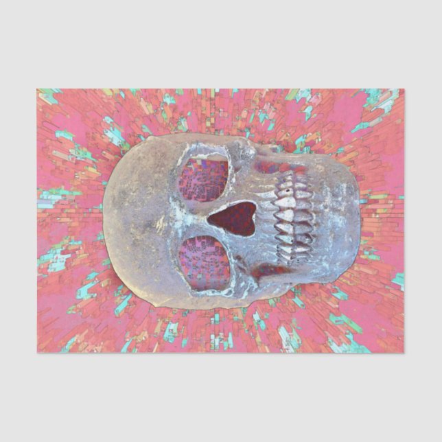 Skull Head Gothic Pop Art Rosa Abstrakt Moderne Seidenpapier (Vorderseite)