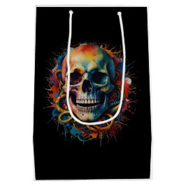 Skull Head mit mehrfarbigen Paint Splashes Mittlere Geschenktüte
