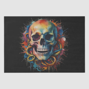 Skull Head mit mehrfarbigen Paint Splashes Seidenpapier