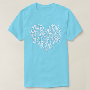 Skull Heart Blue Kontur T - Shirt