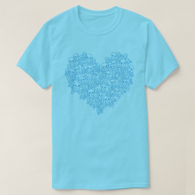 Skull Heart Blue Kontur T - Shirt (Design vorne)