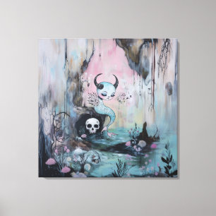 Skull Horned Sea Serpent Magical Hexe AI Art Leinwanddruck