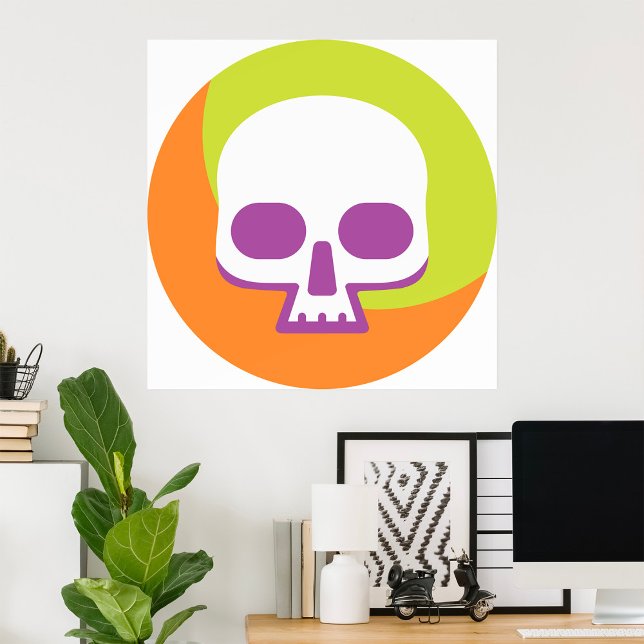 Skull Icon White Orange Green Poster (Von Creator hochgeladen)