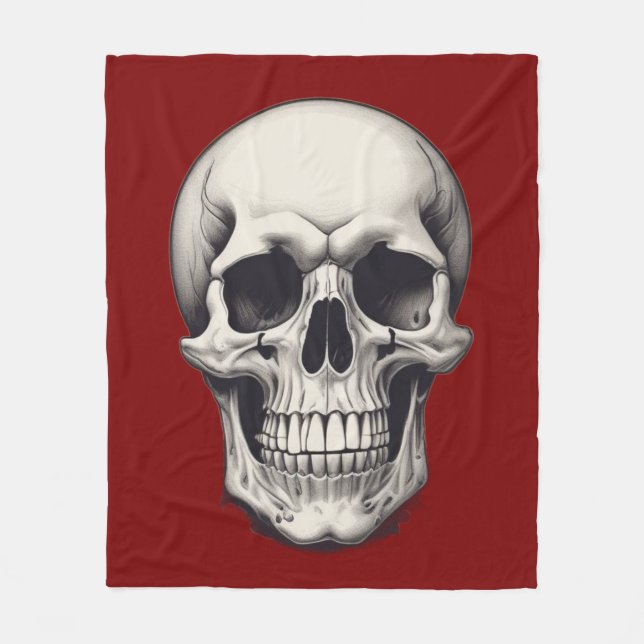 Skull Illustration Fleecedecke (Vorderseite)