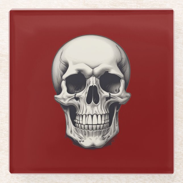 Skull Illustration Glasuntersetzer (Vorderseite)