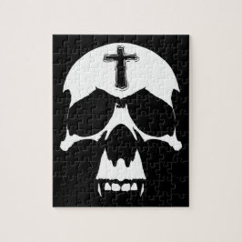 Skull-Illustration in gotischem Schwarz-Weiß-Dämon