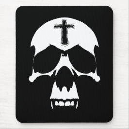 Skull-Illustration in gotischem Schwarz-Weiß-Dämon Mousepad