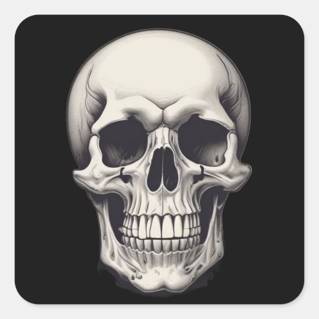 Skull Illustration Quadratischer Aufkleber (Vorderseite)