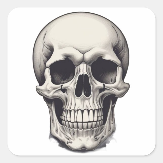 Skull Illustration Quadratischer Aufkleber (Vorderseite)