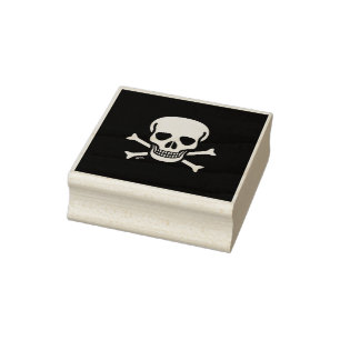 Skull in Bones Schwarzer Gummi Briefmarke ohne Gri Gummistempel