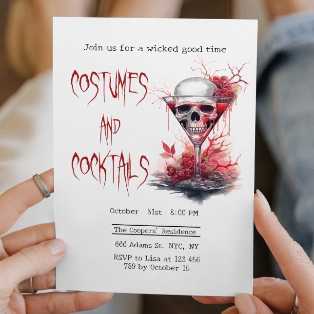 Skull in Cocktail Glass Creepy Halloween Einladung (Von Creator hochgeladen)