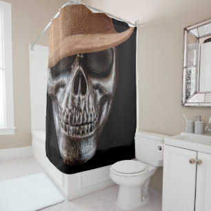 Skull in Fedora Hat Duschvorhang