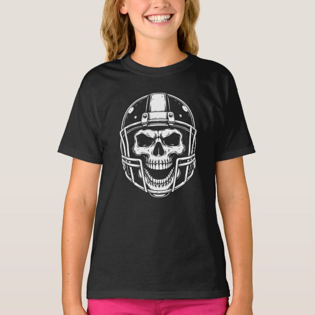 Skull in Helmet Gridiron Edge T-Shirt (Vorderseite)