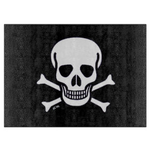 Skull in Knochen schwarze Glas Schneide Karte Schneidebrett