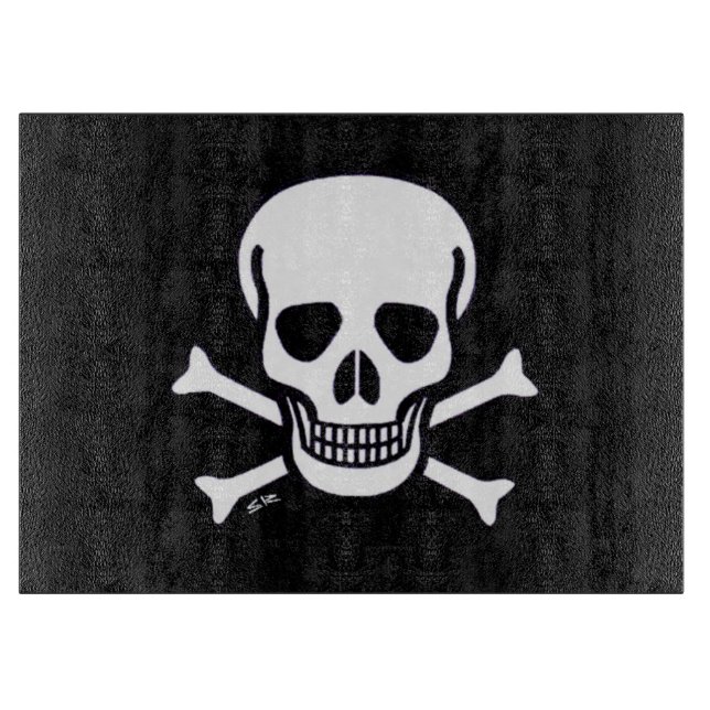 Skull in Knochen schwarze Glas Schneide Karte Schneidebrett (Vorderseite)