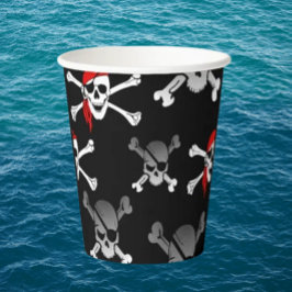 Skull in Knochen Schwarzes Party Piraten Papier Cu Pappbecher