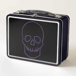 Skull in Lila und schwarz Metall Brotdose