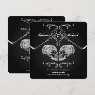 "Skull in Love" Vintage Skelette Schwarze Hochzeit Einladung
