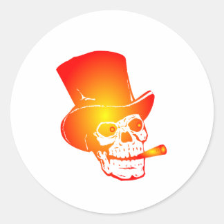 Skull in Top Hat von Chillee Wilson Runder Aufkleber