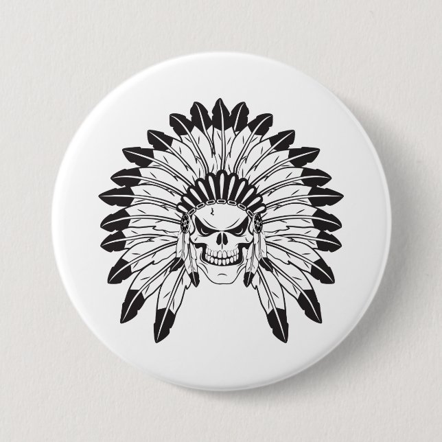 Skull Indianer Button (Vorderseite)