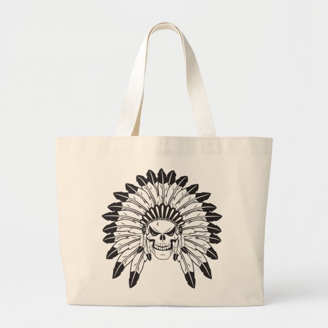 Skull Indianer Jumbo Stoffbeutel (Vorne)