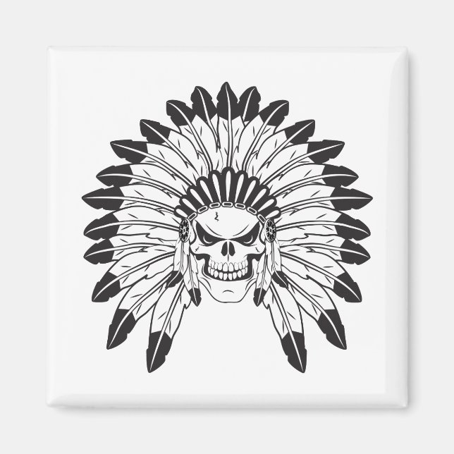 Skull Indianer Magnet (Vorne)
