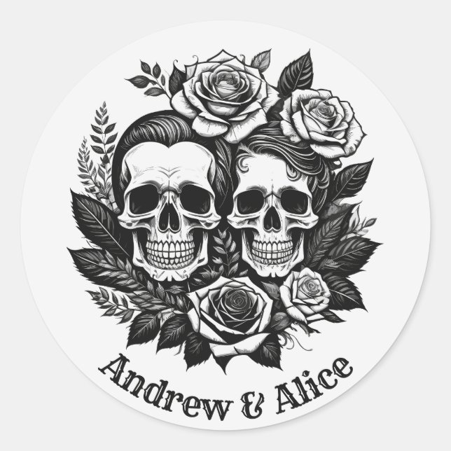 Skull-individuelle Name-T - Shirt Runder Aufkleber (Vorderseite)