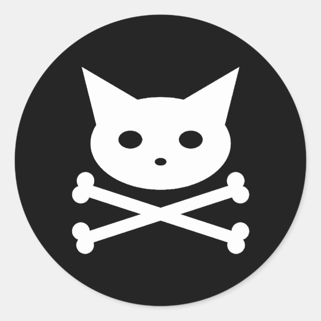 Skull Kitty Runder Aufkleber (Vorderseite)