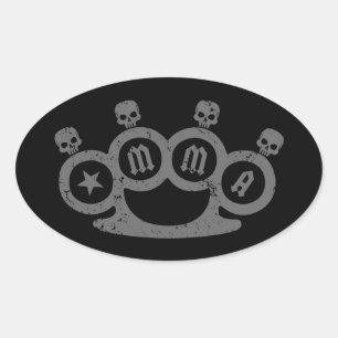 Skull Knuckles Ovaler Aufkleber