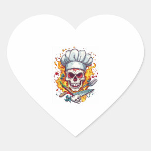 Skull Koch Kitchmaster Herz-Aufkleber