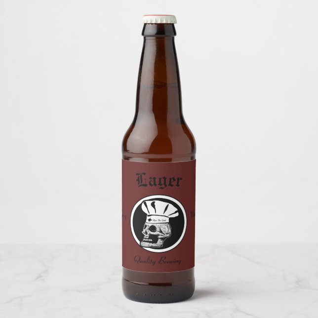 Skull-Koch - Lager Bierflaschenetikett (Vorderseite)