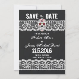 Skull & Lace 5" x 7" Save the Date Karte