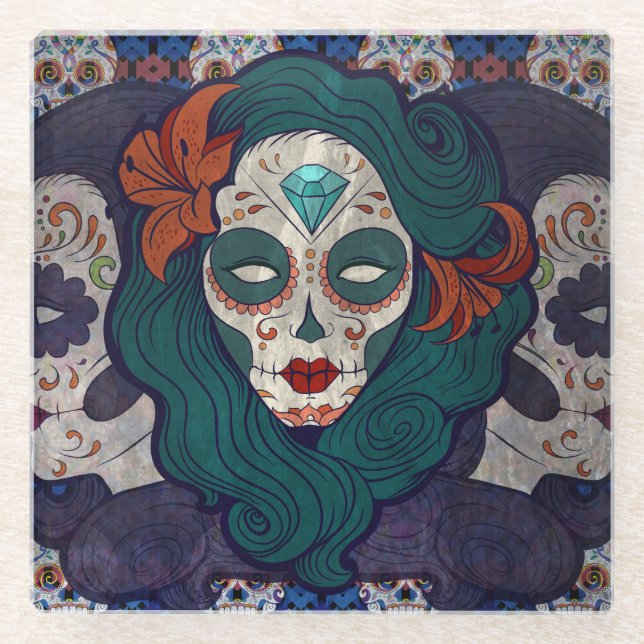 Skull Ladys Glasuntersetzer (Vorderseite)