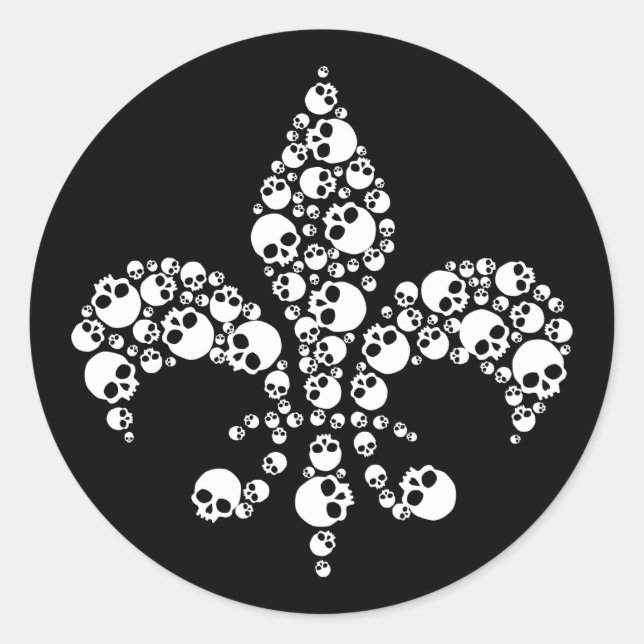 Skull Lilie Runder Aufkleber (Vorderseite)