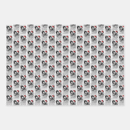 Skull lover bookish Christmas gothic wrapping pape Geschenkpapier Set