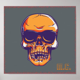 Skull M.C. Biker Eerie Orange Poster