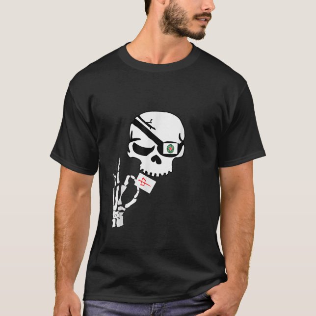 Skull Mahjong Player Skeleton Playing Mahjongg Gif T-Shirt (Vorderseite)