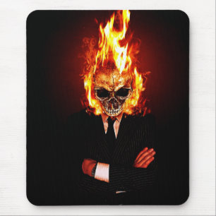 Skull man fire mousepad