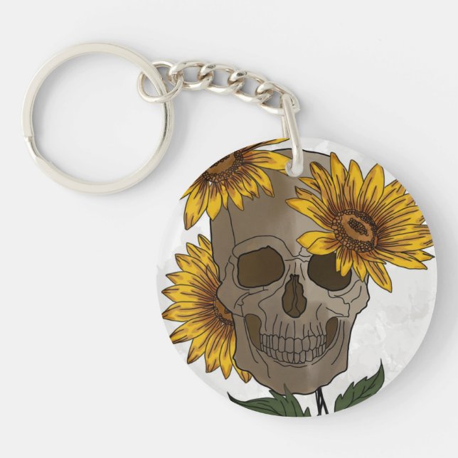 Skull Meets Sunflower  Schlüsselanhänger (Vorderseite)