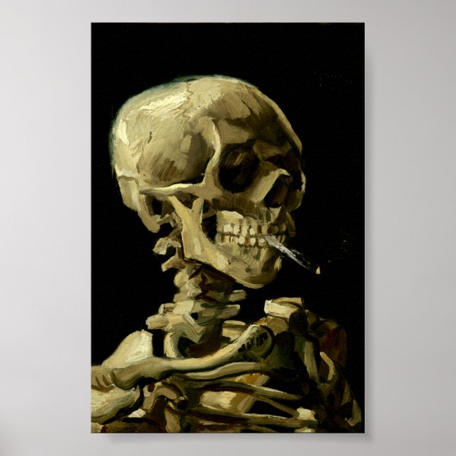 Skull mit brennender Zigarette von Van Gogh Poster (Vorne)