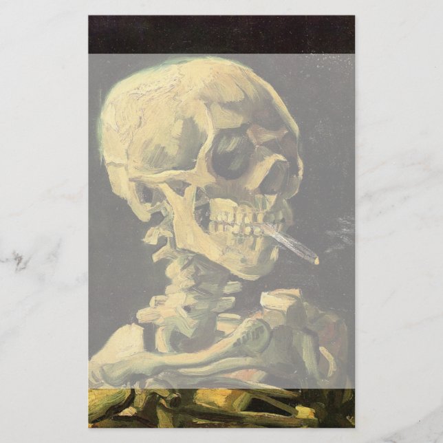 Skull mit brennender Zigarette von Vincent van Gog Briefpapier (Vorderseite)
