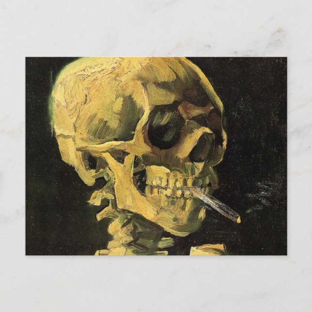 Skull mit brennender Zigarette von Vincent van Gog Postkarte (Vorderseite)