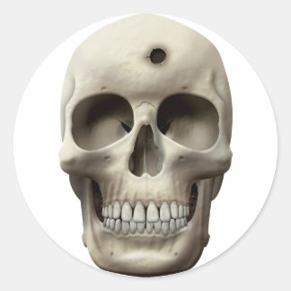 Skull mit Bullet Hole Runder Aufkleber