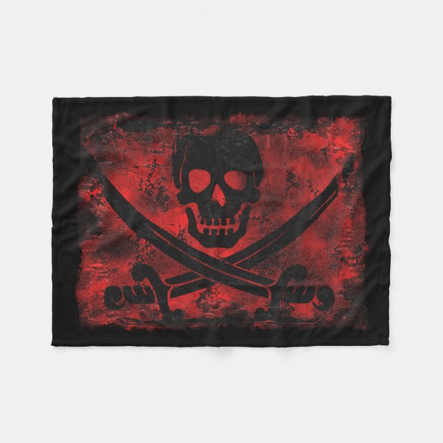 Skull mit Crossed Schwerter Creepy Artwork Fleecedecke (Vorderseite (Horizontal))