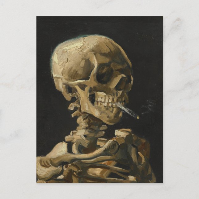 Skull mit einer brennenden Zigarette von Van Gogh Postkarte (Vorderseite)